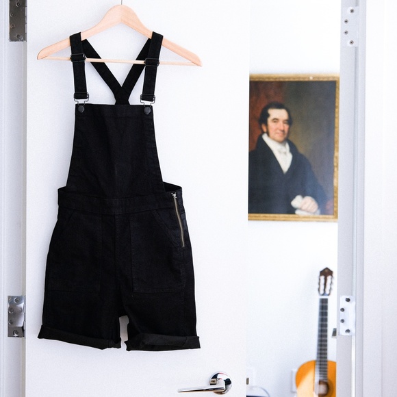 Madewell Cutoff Overalls in Black - Picture 1 of 4